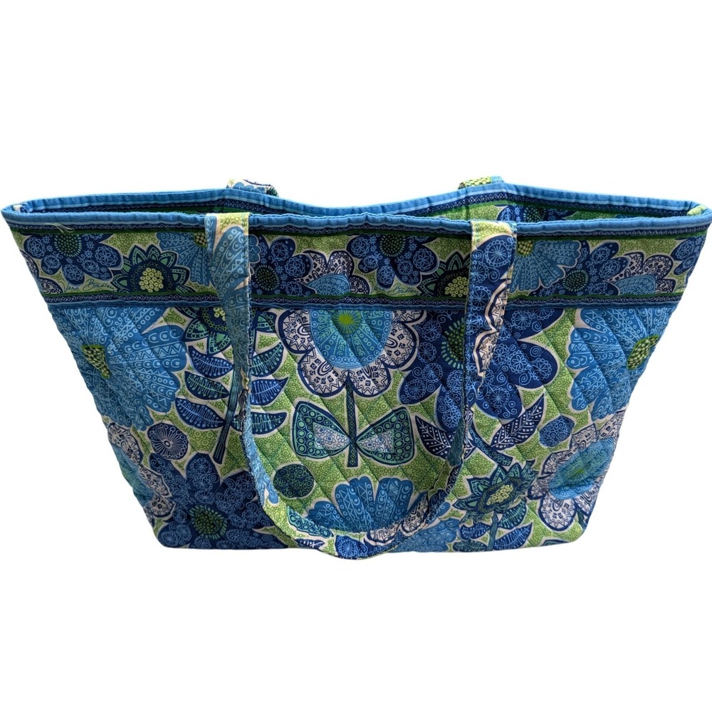 Vera Bradley Retired Doodle Daisy Tote Bag Floral Quilted Cotton Large